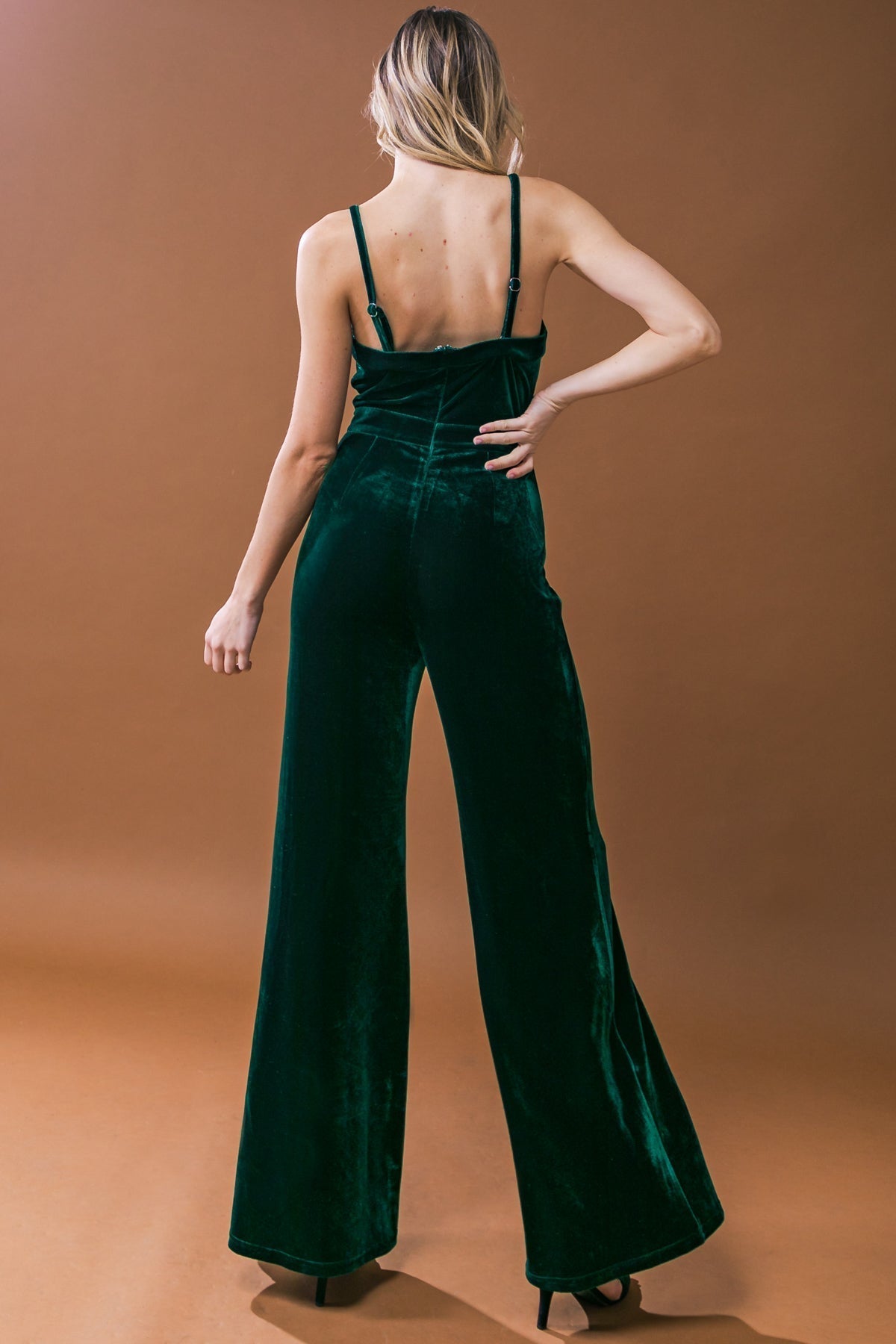 BLOW A KISS VELVET JUMPSUIT Flying Tomato